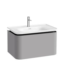 Glora Washbasin Unit 80 cm, with one drawer 80373 with vanity washbasin, matt stone grey