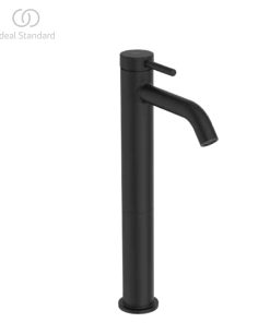 BD762XG CERALINE NUOVO | Basin mixer 48x166.5x332 mm, 135 mm spout projection in matt black finish, 3.8 l/min (3 bar), no waste | Hidden aerator, Blue Start technology, Vandal-resistant