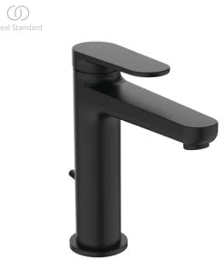 BD771XG CERAFINE O NUOVO | Basin mixer 48x167 mm, 125 mm spout projection in matt black finish, 3.8 l/min (3 bar), with waste | EasyFix, Flow straightener, Blue Start technology