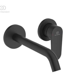 BD776XG CERAFINE O NUOVO | Wall-mounted basin mixer 175x189x112.5 mm, 180 mm spout projection in matt black finish, Kit 1 required, 4 l/min (3 bar), no waste | Flow straightener, Hidden aerator, FirmaFlow
