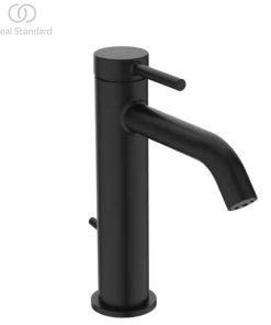 BD847XG CERALINE NUOVO | Basin mixer 48x182x212 mm, 135 mm spout projection in matt black finish, 3.8 l/min (3 bar), with waste | Hidden aerator, Vandal-resistant