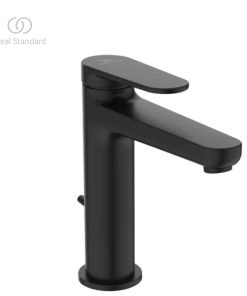 BD909XG CERAFINE O NUOVO | Basin mixer 48x164.5x167 mm, 125 mm spout projection in matt black finish, 3.8 l/min (3 bar), with waste | EasyFix, Flow straightener
