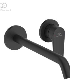 BD911XG CERAFINE O NUOVO | Wall-mounted basin mixer 175x229x112.5 mm, 220 mm spout projection in matt black finish, Kit 1 required, 4 l/min (3 bar), no waste | Flow straightener, Hidden aerator, FirmaFlow