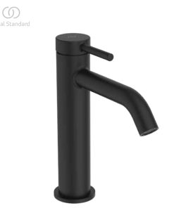 BD760XG CERALINE NUOVO | Basin mixer 48x166.5x212 mm, 135 mm spout projection in matt black finish, 3.8 l/min (3 bar), no waste | Hidden aerator, Blue Start technology, Vandal-resistant